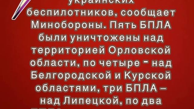 Силы ПВО ночью уничтожили 20 украинских беспилотников