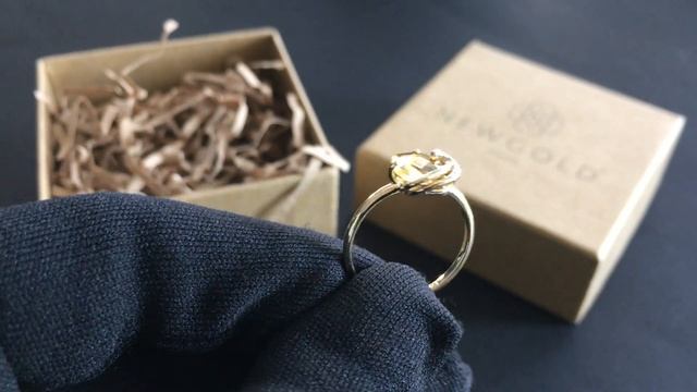 !Кольцо 1123 из желтого золота 585 пробы с цитрином и фианитами