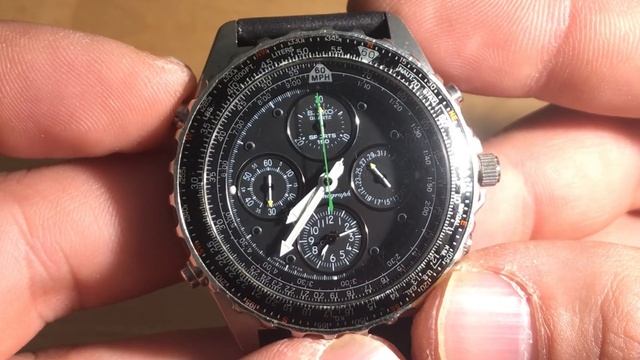 Men's SEIKO 7t34-6a00 Pilot’s Flight Alarm Chrono 40mm Steel Quartz Watch 1990’s - How it works!