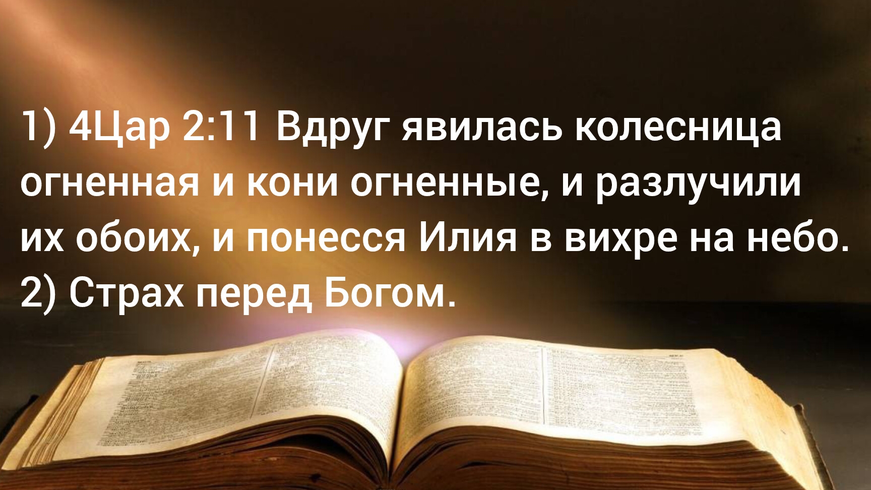 Вдруг явилась колесница огненная и разлучили их обоих, и понесся Илия в вихре на небо.
