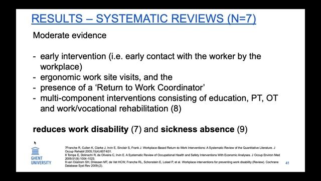 Disability Management in Job-Retention and Job-reintegration - Dominique van de Velde