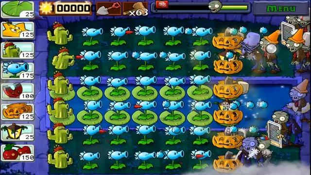 Best strategy Plants vs Zombies | Forced to Using Snow Pea In Night Fog