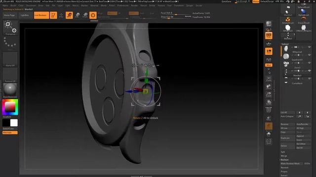 Zbrush 4R8 Rolex Live Booleans  (Esp Audio)