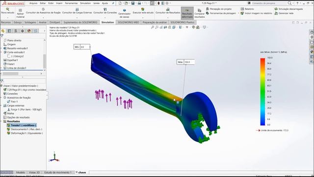 Aula 201 - 7 29 Analise de Força Dvd Simulation Solidworks   Marcelo