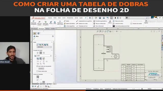 TABELA DE DOBRAS| SOLIDWORKS | ALLAN ASSAD