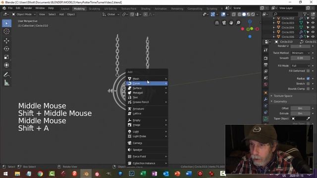 Blender 2.8: Modeling a Harry Potter Time Turner (Part 2)