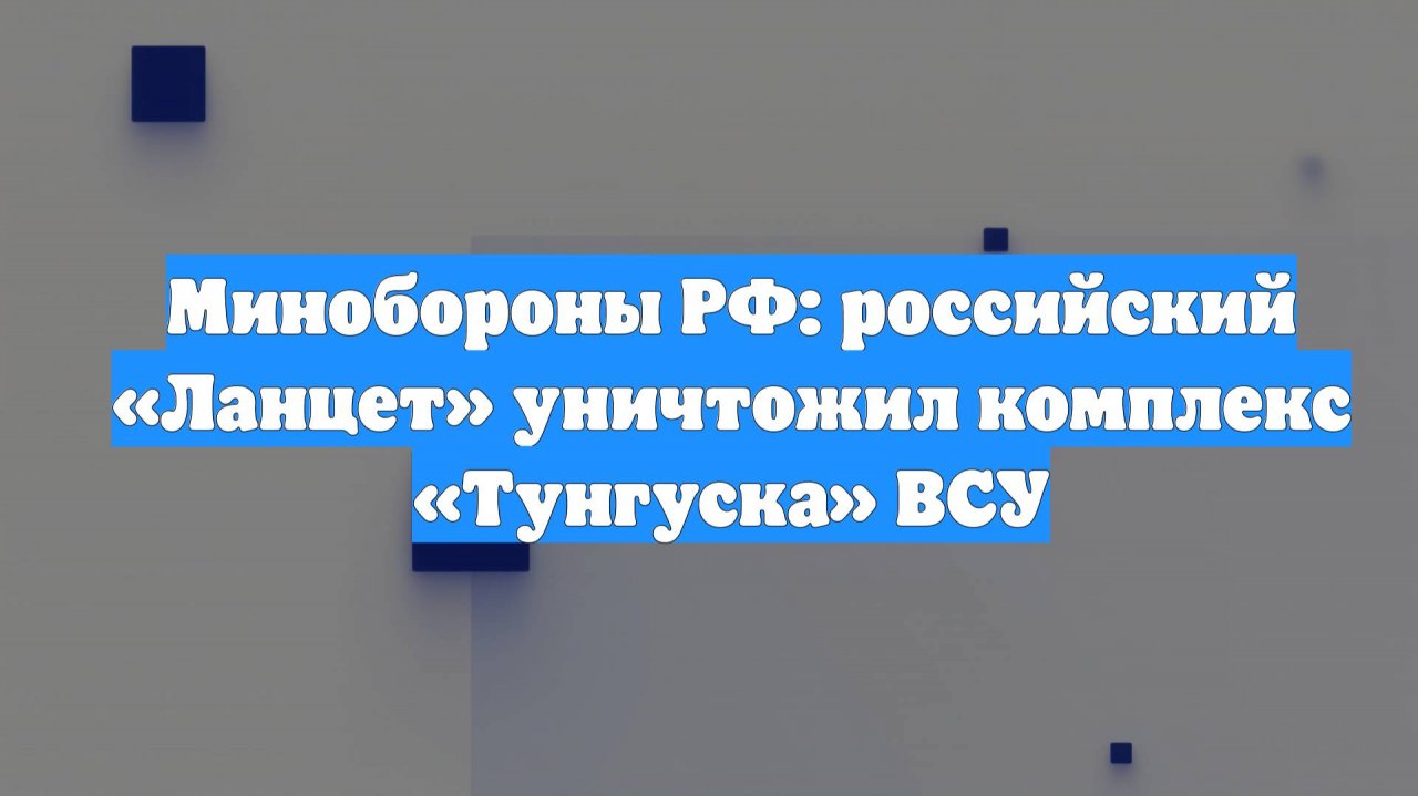 Минобороны РФ: российский «Ланцет» уничтожил комплекс «Тунгуска» ВСУ