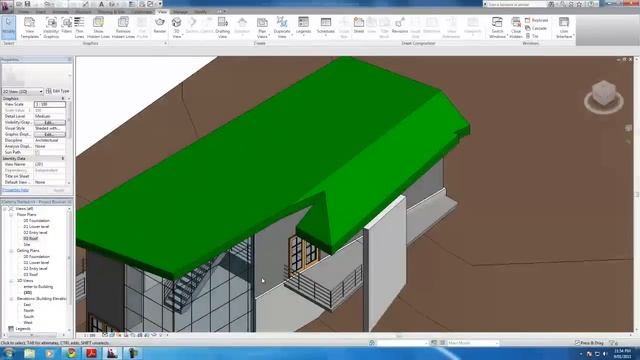 Autodesk Revit Tutorials: 16 Modifying the roof to cover the entry deck
