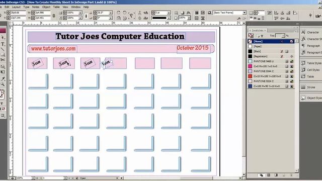 How To Create Monthly Sheet In InDesign Part-2 Tamil
