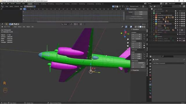 Blender - Rigging aircraft control surfaces