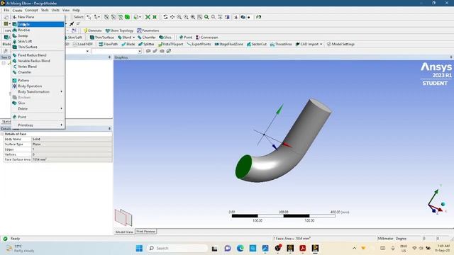 Mixing Elbow Geometry  | Ansys Fluent 2023