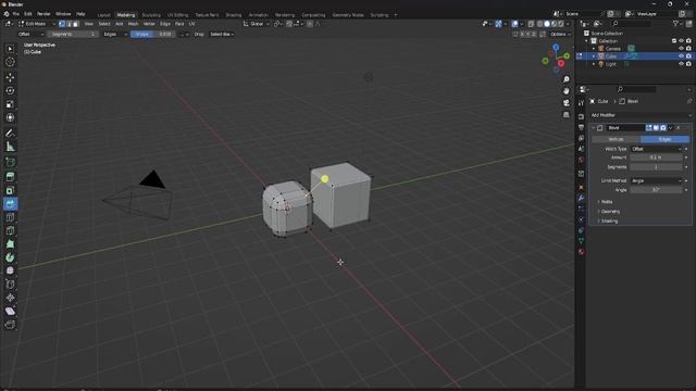 Let's see how the Bevel tool works in Blender 3.4
