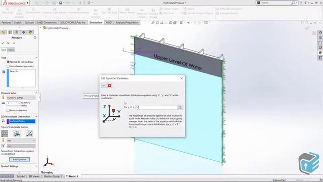 SOLIDWORKS Simulation - Hydrostatic Pressure