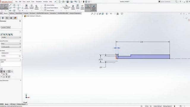 SolidWorks 2017 Revolve and Tap (Upper Die Center Pin)