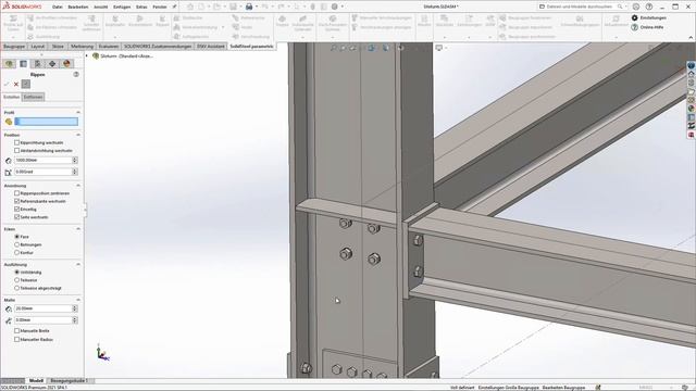 Steel design: Ribs / Stiffeners in SOLIDWORKS with SolidSteel parametric