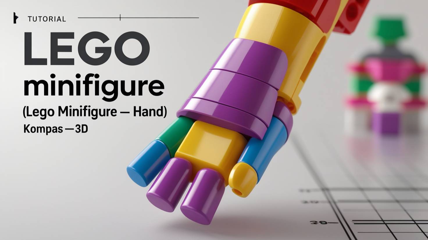 Минифугурка ЛЕГО - Кисть (LEGO minifigure - Hand). КОМПАС-3D