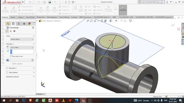 Solidworks Tutorials | T shaped Thread Pipe Design In Solidworks | #solidworks | #autocad