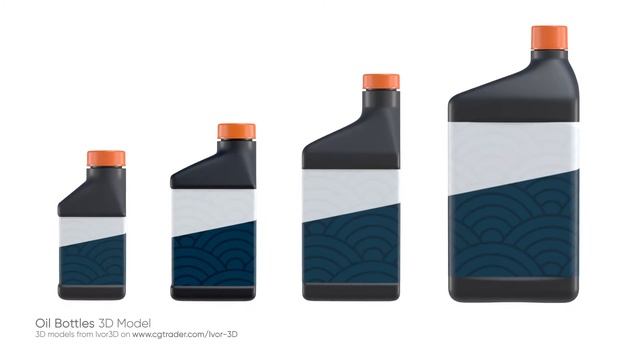 Motor Oil Bottles 3D Model