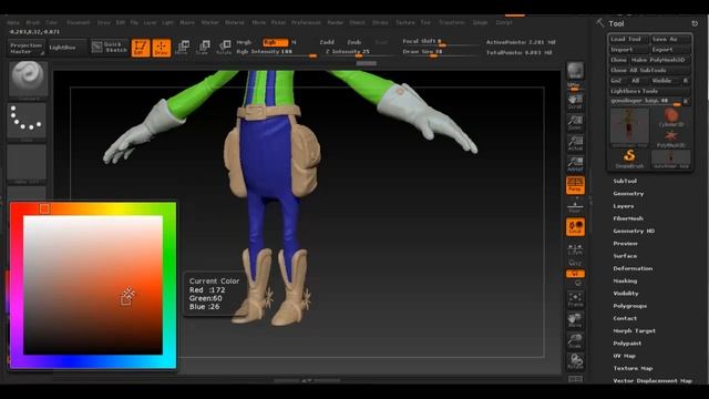 Autodesk Maya 2013 / Zbrush Tutorial - Character Texturing - Painting Part 3