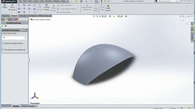 Solidworks Unfolds A Symmetrical Surface