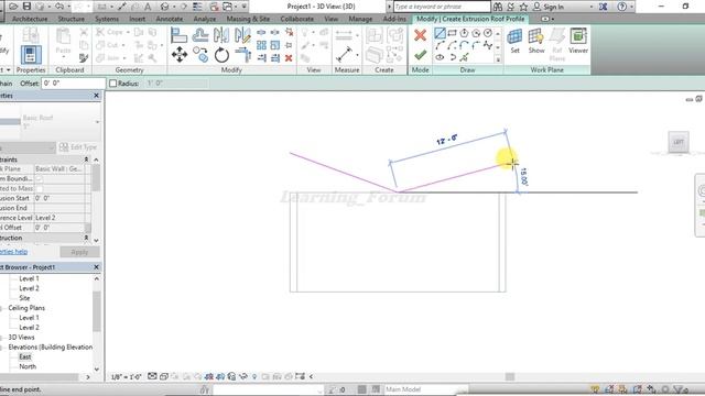 Inclined Roof in Revit Architecture || Roof by Extrusion in Revit Architecture