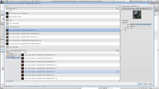 Sherwin-Williams Paints in Revit Material Library