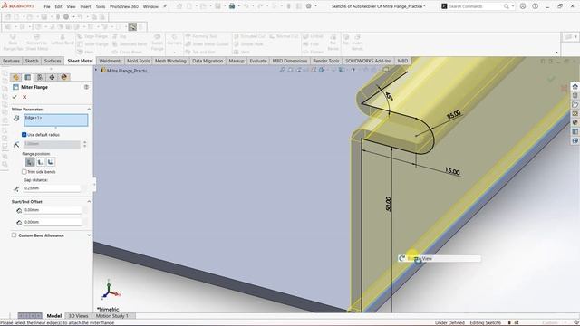 Miter Flange | SolidWorks Sheet Metal Basics for Beginners