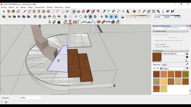 Como dibujar en sketchup 2020 desde cero (parte 2)  Desarrollo de escalera tipo espina de pescado.