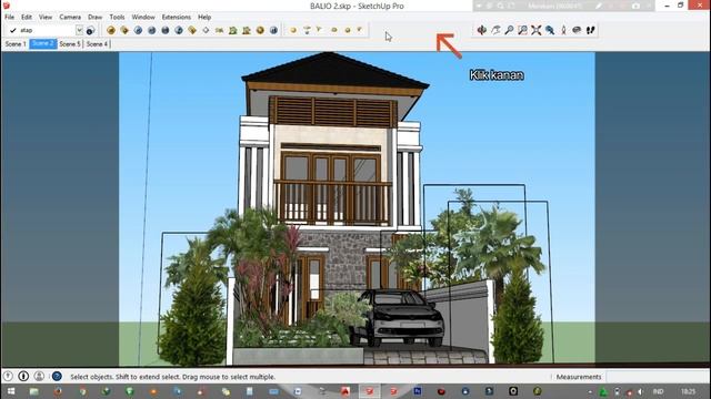 #003 SketchUp Tutorial - cara membuat batas kamera rendering