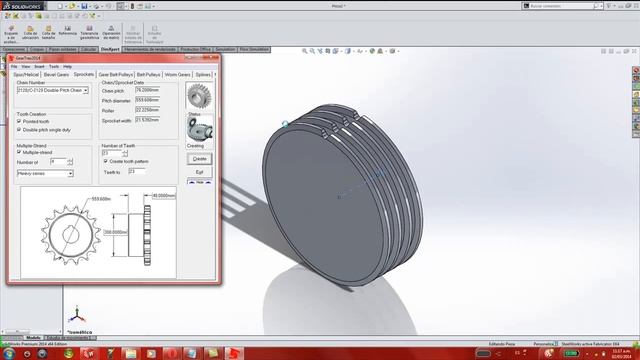 sprockets con Solidwork y Gear Trax 2014