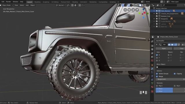 Blender 2.8 Car Modeling Tutorial - Final Part (Chiasis And Suspension Part - B) - Timelapse
