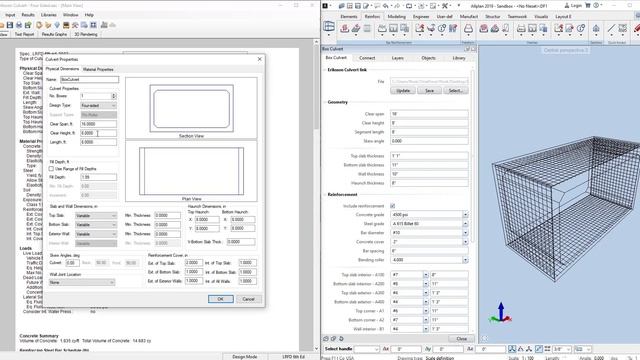 Eriksson culvert analysis software linked to Allplan concrete design software