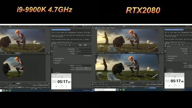 blender-benchmark  i9-9900K VS  RTX2080