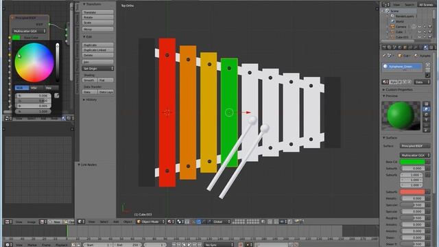 Blender Tutorial Vol 01 2b apply Texture and Render a Xylophone