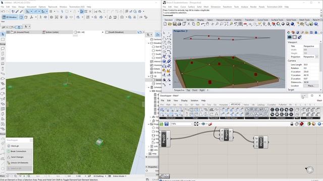 Building mesh in Archicad using Grasshopper and adding objects