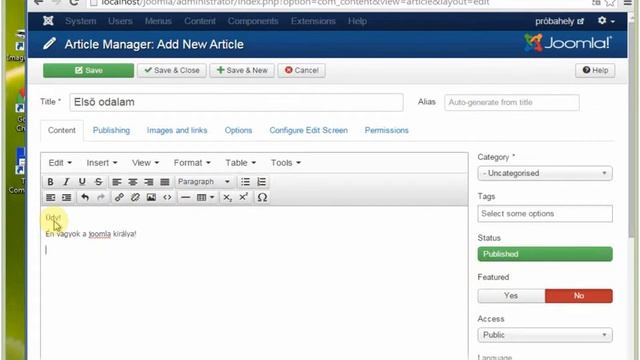 joomla első cikk