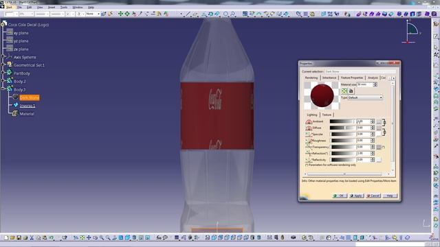 Catia V5  - Insert a Decal or Logo in Catia (Coca Cola Bottle)