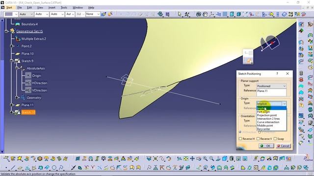 4.  Fill - Check open surface in Catia V5