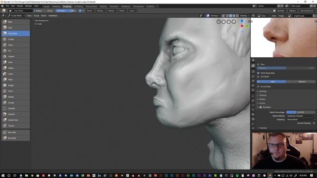 Sculpting a Head - Celebrity Likeness in Blender 2.8 - Part 2 | Guild Live Stream #9