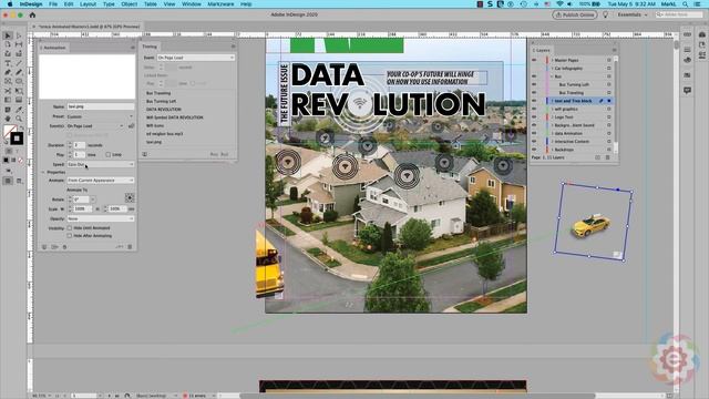 Adobe InDesign Interactive Design Topics: Challenging, Animating a cover of a magazine