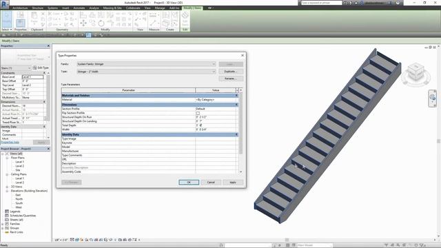 Floating Staircase with glass railing modeled in Revit tutorial