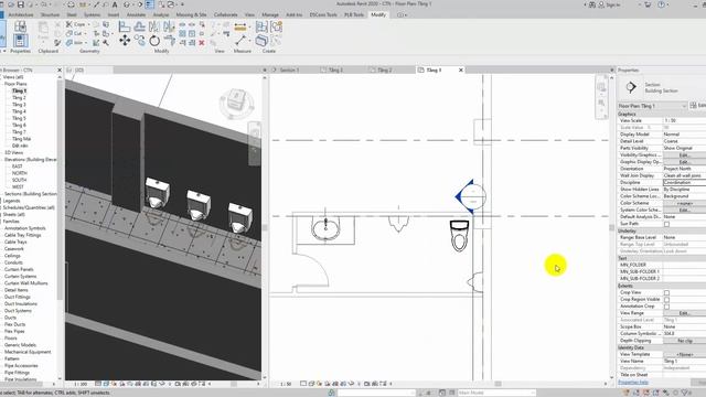 2.Revit - Triển khai bố trí thiết bị vệ sinh trong M&E - tòa nhà 7 tầng