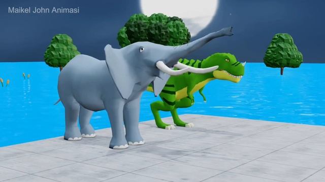 Paint and animals gorilla, Elephant, Duck Cartoon, Lion, Cow Fountain Crossing Wild Animals Game