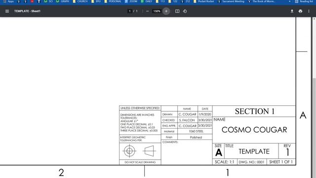 Title block 3/5: Adding special characters and drawing 3rd angle projection symbol