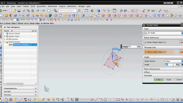 Nx-9 Create A Datum Plane At An Angle