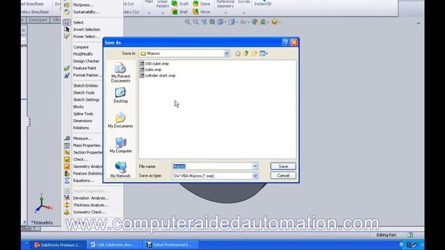 Solidworks VBA - Record a macro