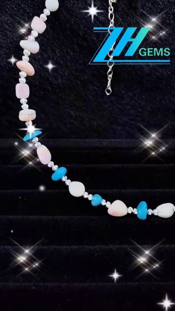 GN-20250224-05 New Chinese style necklace with natural Sterling treatment Turquoise and Pink opal