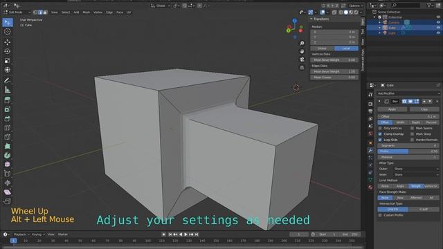 How to Bevel with Weight in blender 2.82