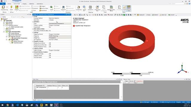 Ansys External Data mapping 2D Temperature to 3D axis-symmetric