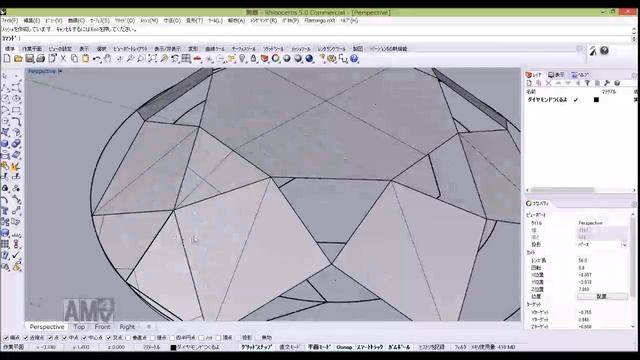 Rhinoceros ダイヤモンド（宝石）のモデリング（声付き）